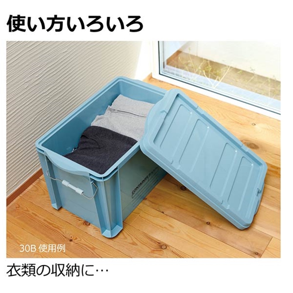 リッチェル 蓋付きコンテナボックス　ラッチコンテナ　30B グリーン グリーン