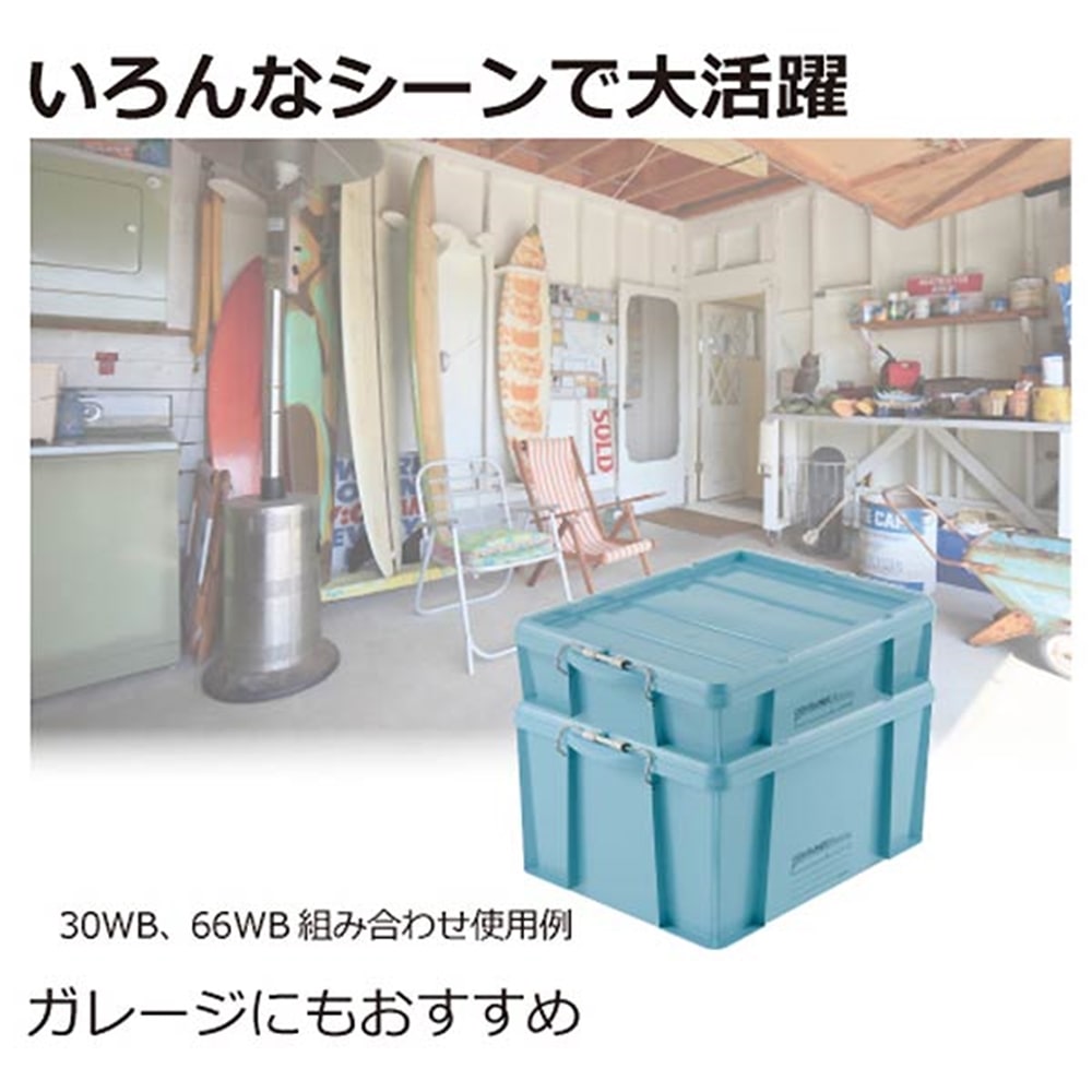 リッチェル 蓋付きコンテナボックス　ラッチコンテナ　30WB グリーン グリーン