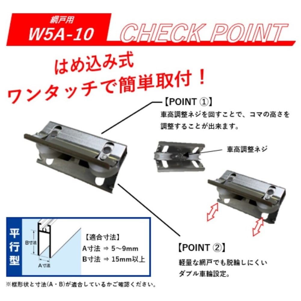 サッシ取替戸車 Ｗ５Ａ－１０