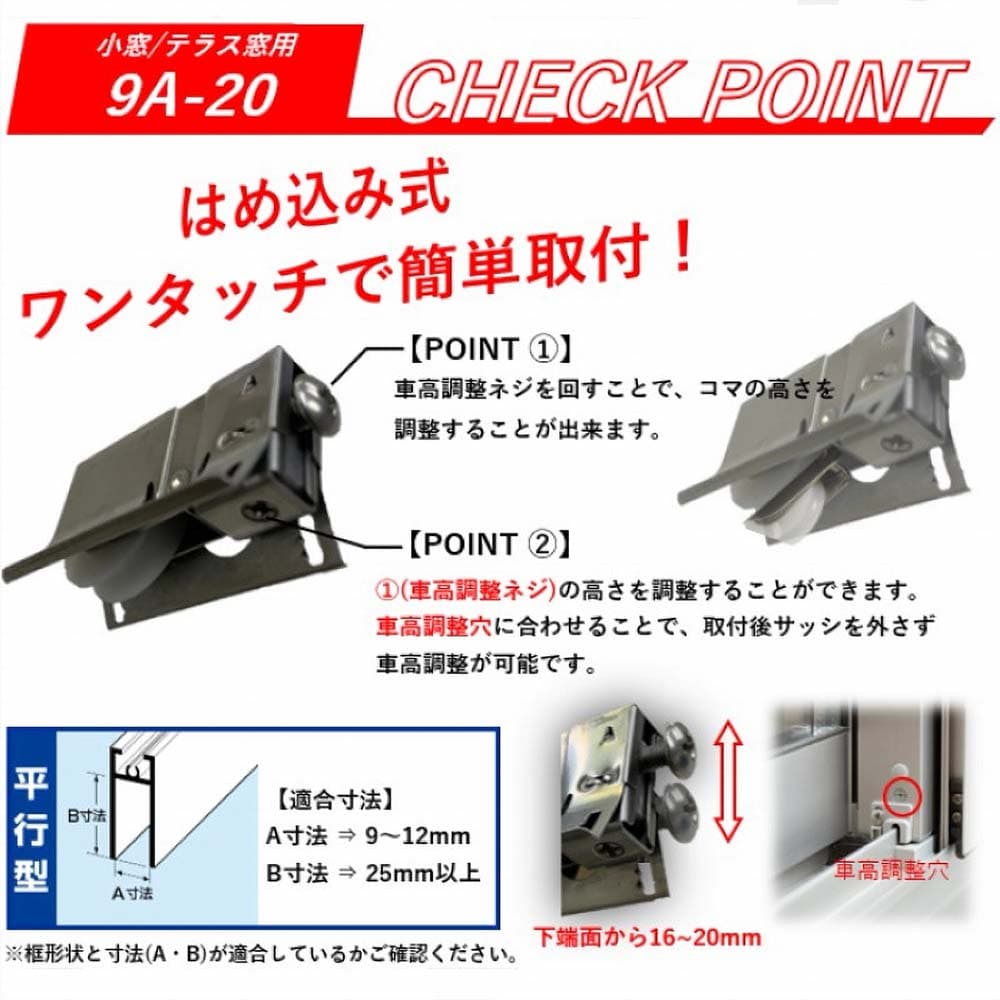 サッシ取替戸車バラ ９Ａ－２０