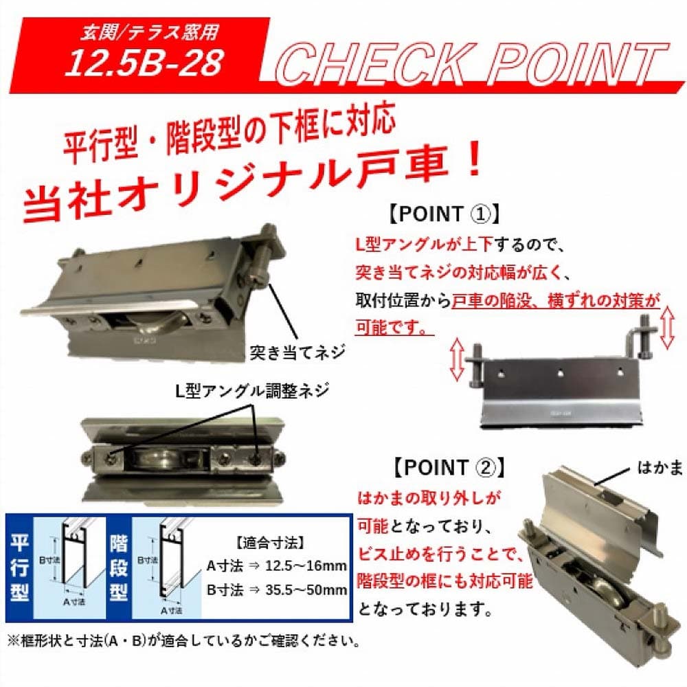 サッシ取替戸車バラ １２．５Ｂ－２８