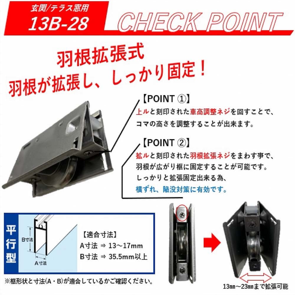 サッシ取替戸車バラ １３Ｂ－２８