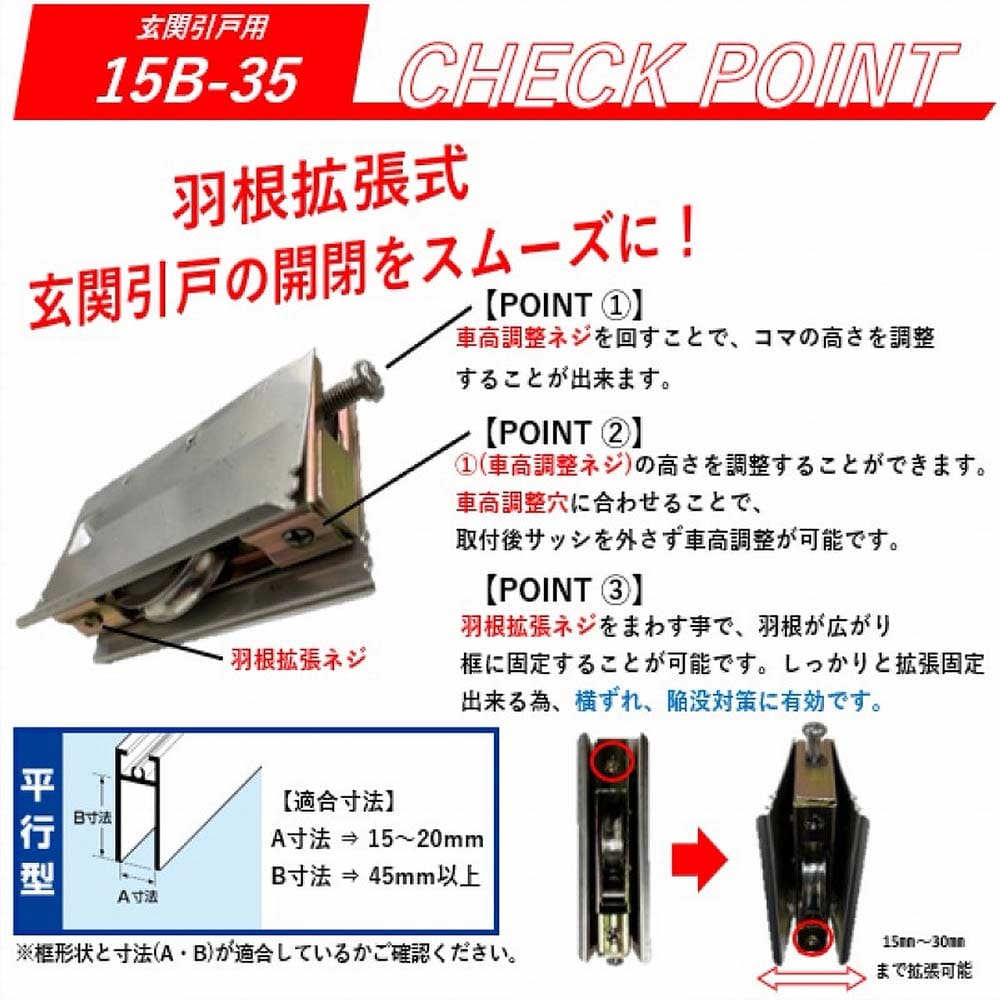 サッシ取替戸車バラ １５Ｂ－３５