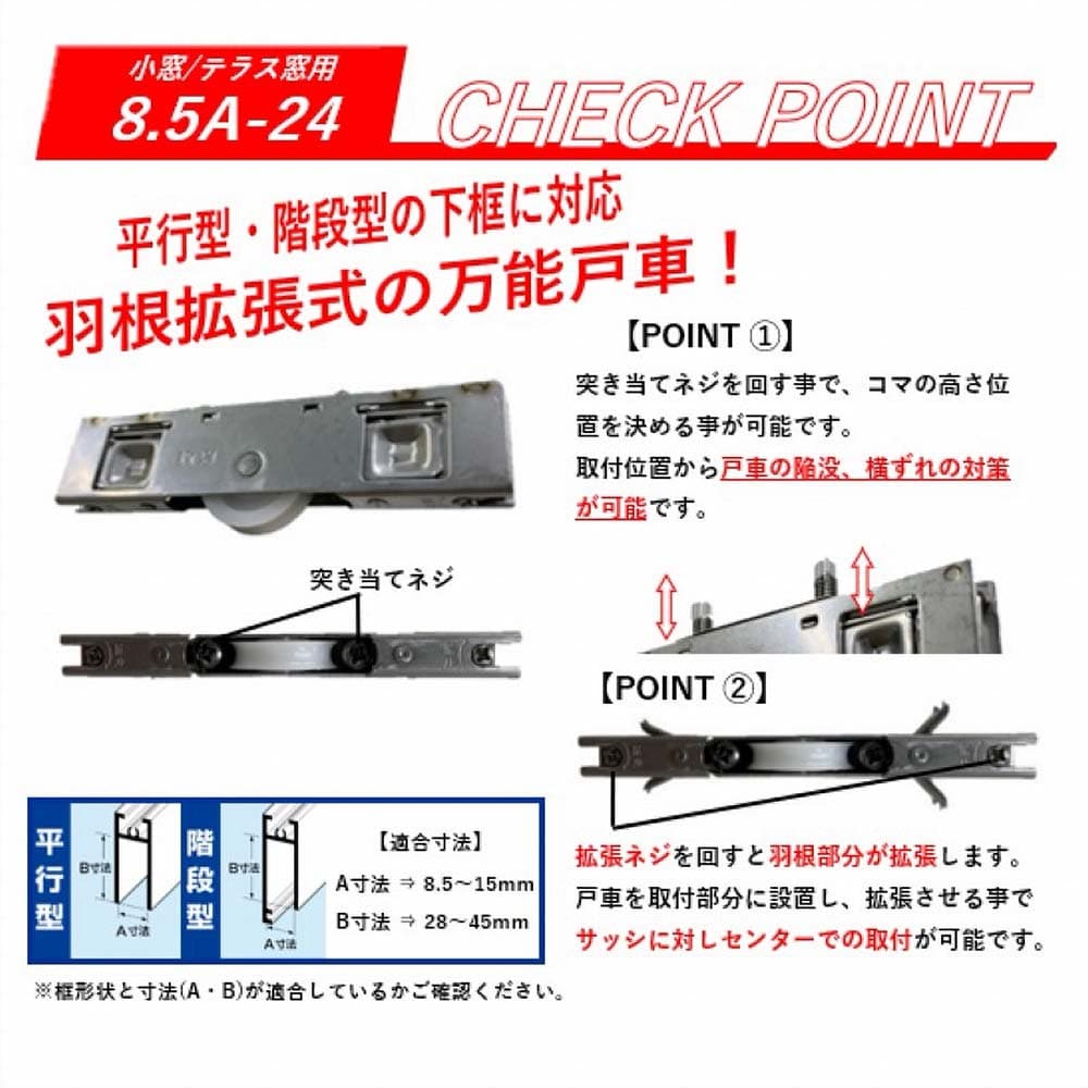 サッシ取替戸車バラ ８．５Ａ－２４