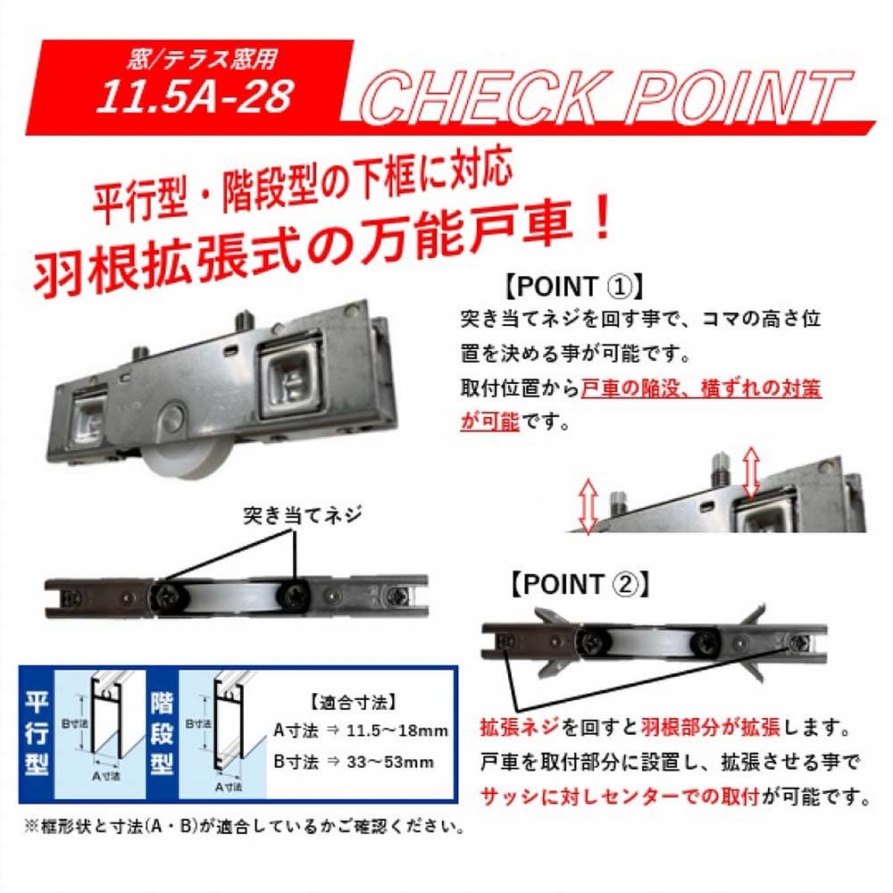 サッシ取替戸車バラ １１．５Ａ－２８