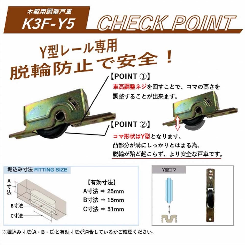 サッシ取替戸車バラ Ｋ３Ｆ－Ｙ５