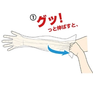 ■トラスコ中山(TRUSCO)　使い捨てぴたフィットロング手袋　Ｍ　１００枚入　ＴＬＰＭ TLPM