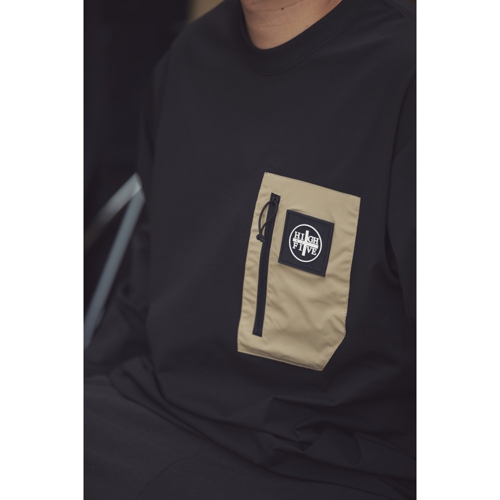 HIGH FIVE FACTORY Logo Dry Pocket L/S T Shirts BLACK M (ロゴドライポケット長袖Tシャツ) M