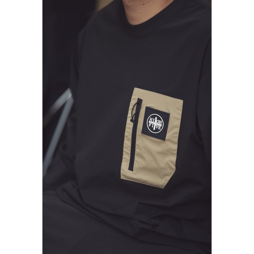 HIGH FIVE FACTORY Logo Dry Pocket L/S T Shirts BLACK L (ロゴドライポケット長袖Tシャツ) L