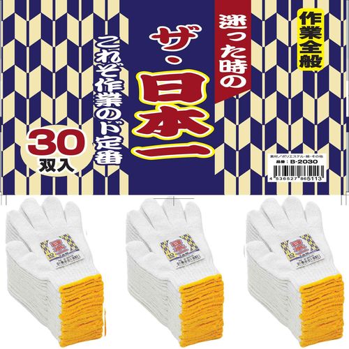 コーコス信岡(CO-COS)　得とくパック！！・日本一軍手・2本編み・30双パック B-2030 F ホワイト ホワイト