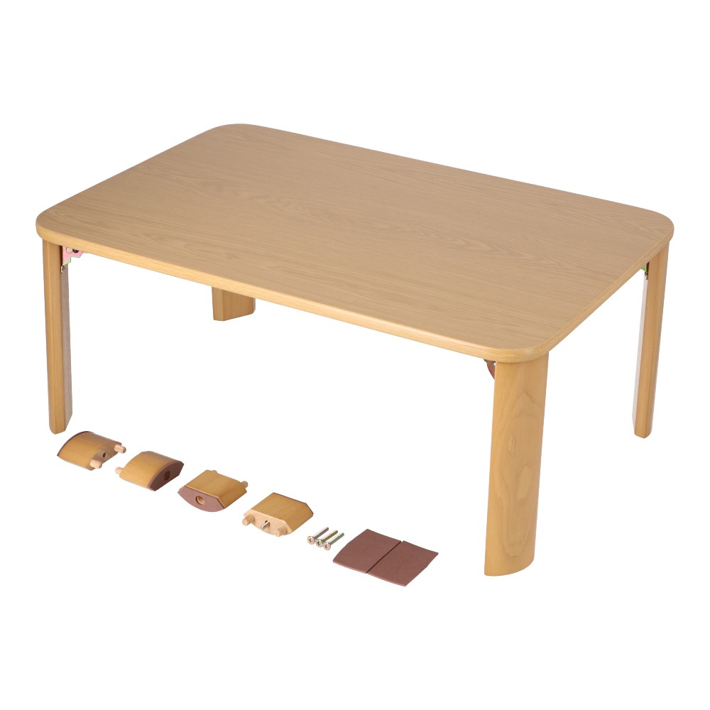 LIFELEX 折り畳み継脚テーブル ナチュラル 約幅75X奥行50X高さ31.4－36.4cm(ナチュラル 約幅75X奥行50X高さ31.4