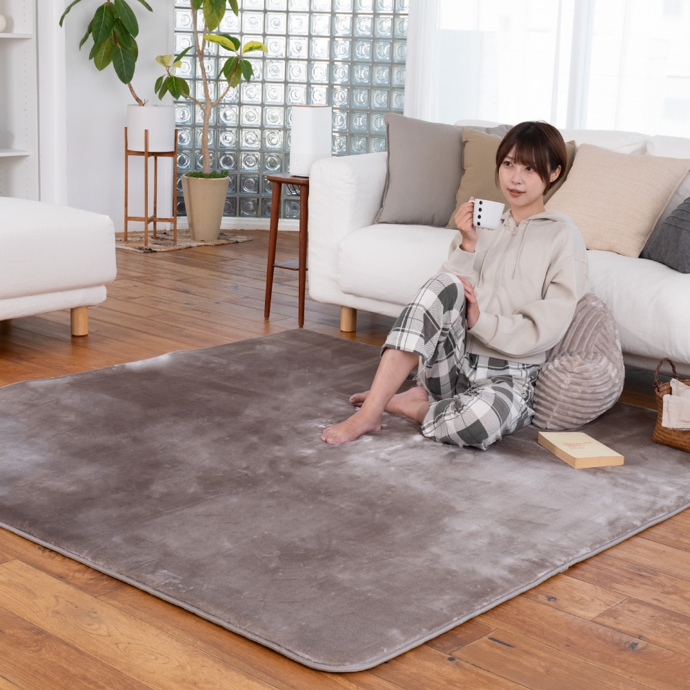 LIFELEX Wウォーム贅沢スムースタッチボリュームラグ 2.2帖 185×185 モカ モカ 185×185