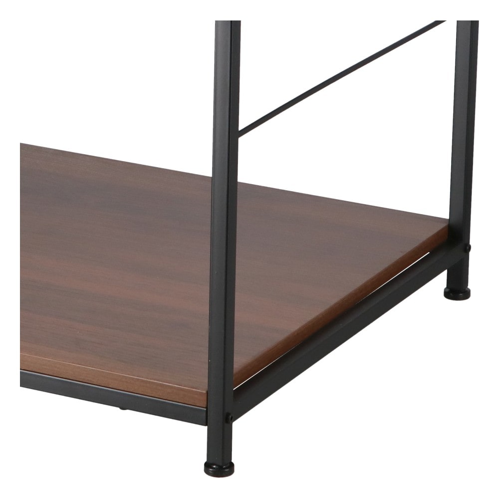 LIFELEX 衣類収納 アイアンワードローブ ブラック 幅75 スチール製 木目調 ハンガーラック 洋服掛け ラック ブラック 新（幅75×奥50×高さ180）