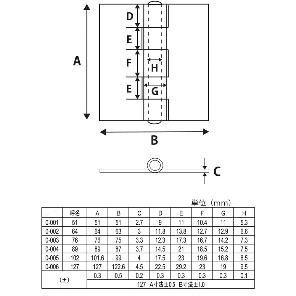 鉄熔接用丁番　Ｏ－００３　７５ＭＭ