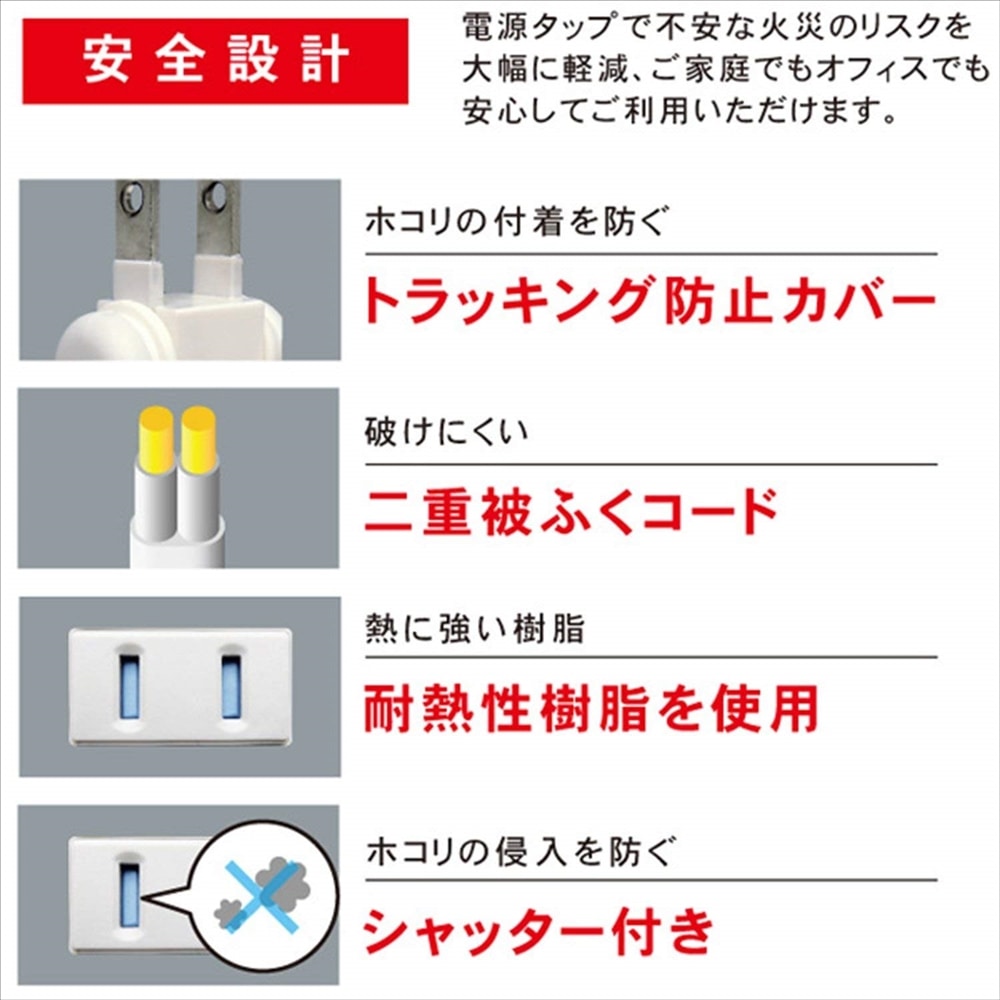 トップランド（ＴＯＰＬＡＮＤ）　４個口　コンセントタップ　＆　ＵＳＢ充電　２ポート　急速充電２．４Ａ　延長コード（１．５ｍ）　スマホスタンド付き　合計１４００Ｗまで　Ｍ４２４４