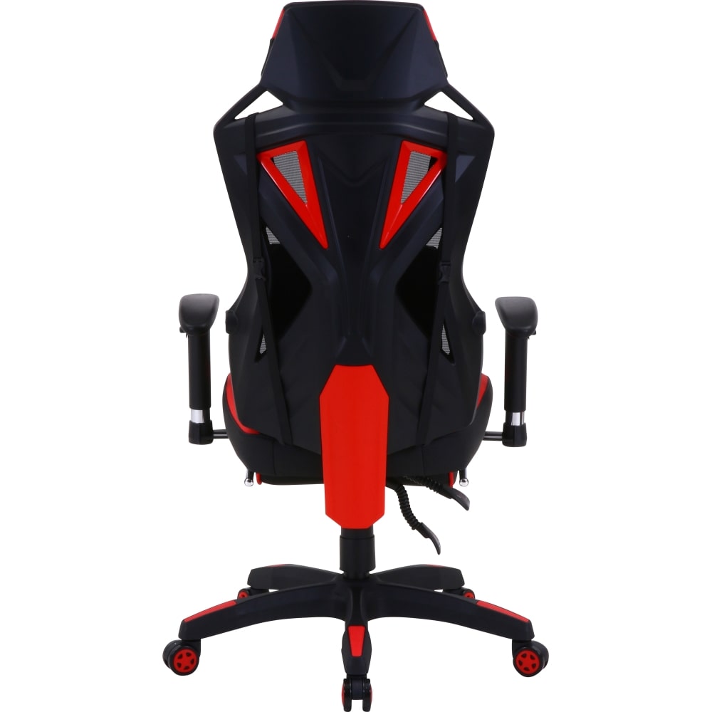 【アウトレット】不二貿易 メッシュゲーミングチェア レイズレッド フットレスト付  回転式 リクライニング   幅68.5cm 19429 Eスポーツ 組立式 レッド