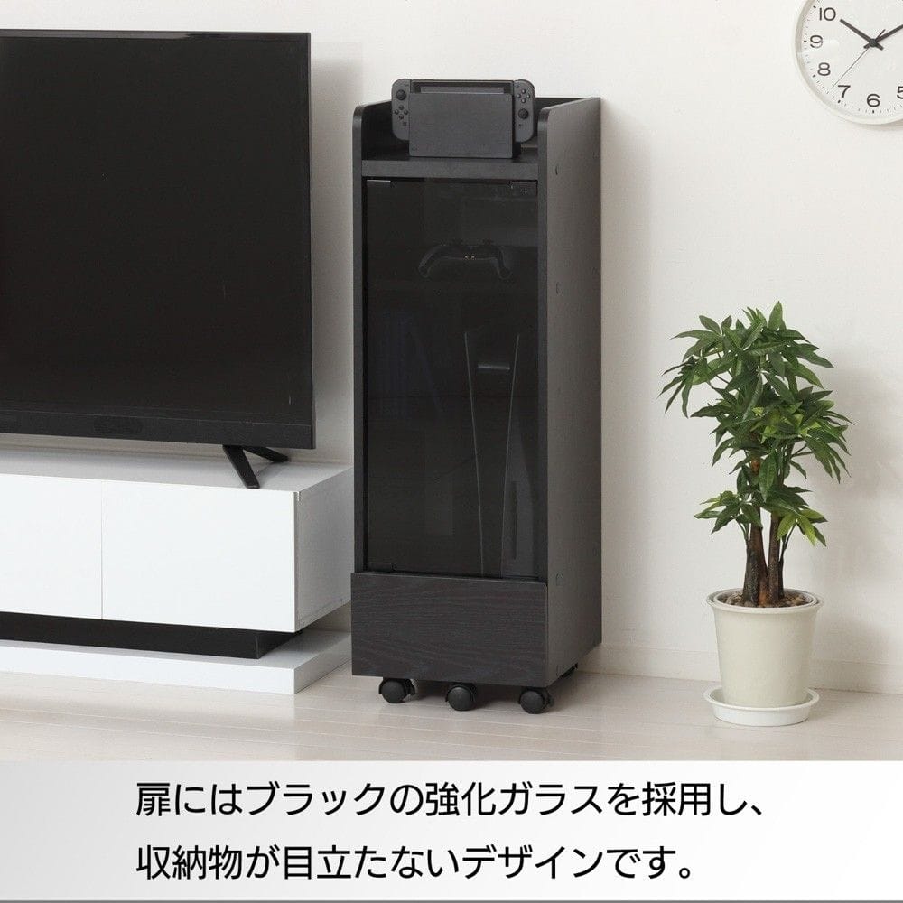 クロシオ ゲーム機ラック キャスター付 ブラック ブラック