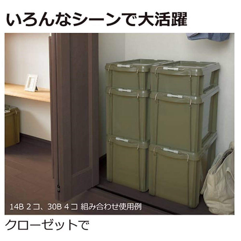 リッチェル 蓋付きコンテナボックス　ラッチコンテナ　30B グリーン グリーン