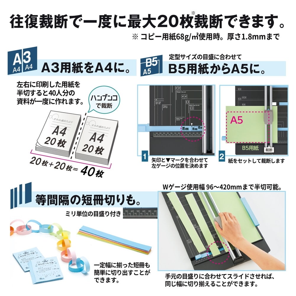 PLUS(プラス) 　裁断機 スライドカッター ハンブンコ A4 PK-813 26-470