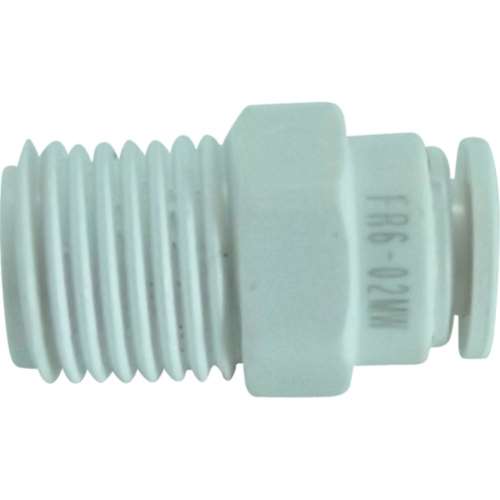 ■チヨダ　ファイブ樹脂メイルコネクタ　Ｗ（白）６ｍｍ・Ｒ１／４　FR6-02MW