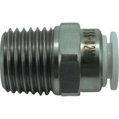 ■チヨダ　ファイブＳＵＳメイルコネクタ　白　６ｍｍ・Ｒ１／４　FS6-02MW
