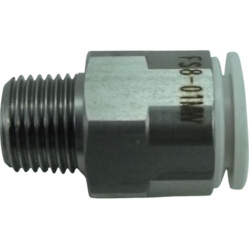 ■チヨダ　ファイブＳＵＳメイルコネクタ　白　８ｍｍ・Ｒ１／８　FS8-01MW