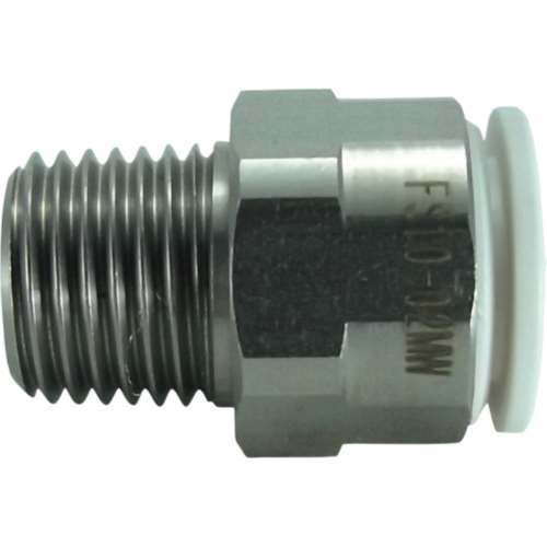 ■チヨダ　ファイブＳＵＳメイルコネクタ　白　１０ｍｍ・Ｒ１／４　FS10-02MW