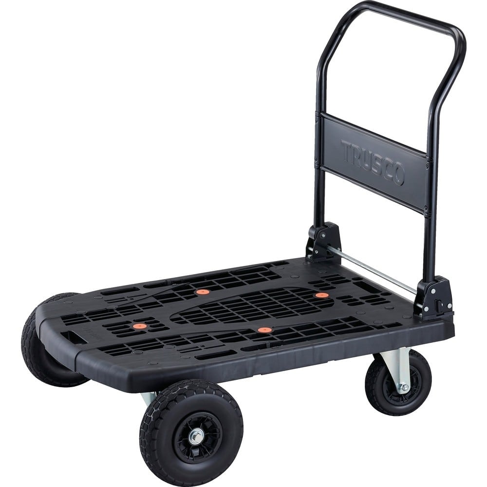 トラスコ中山 樹脂台車 カルティオビッグオフロード 900X600 ノーパンクタイヤ ブラック 均等荷重（kg）100