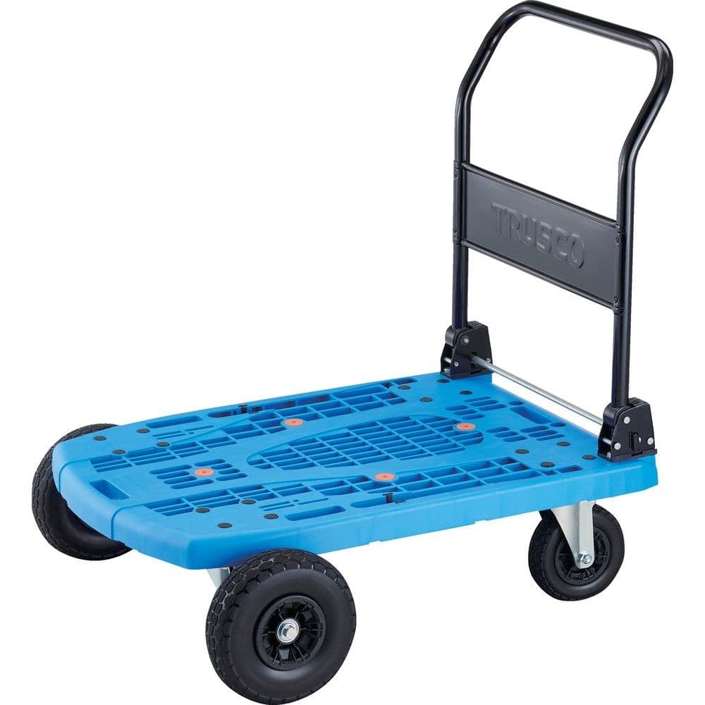 トラスコ中山 樹脂台車 カルティオビッグオフロード 900X600 ノーパンクタイヤ ブルー 均等荷重（kg）100