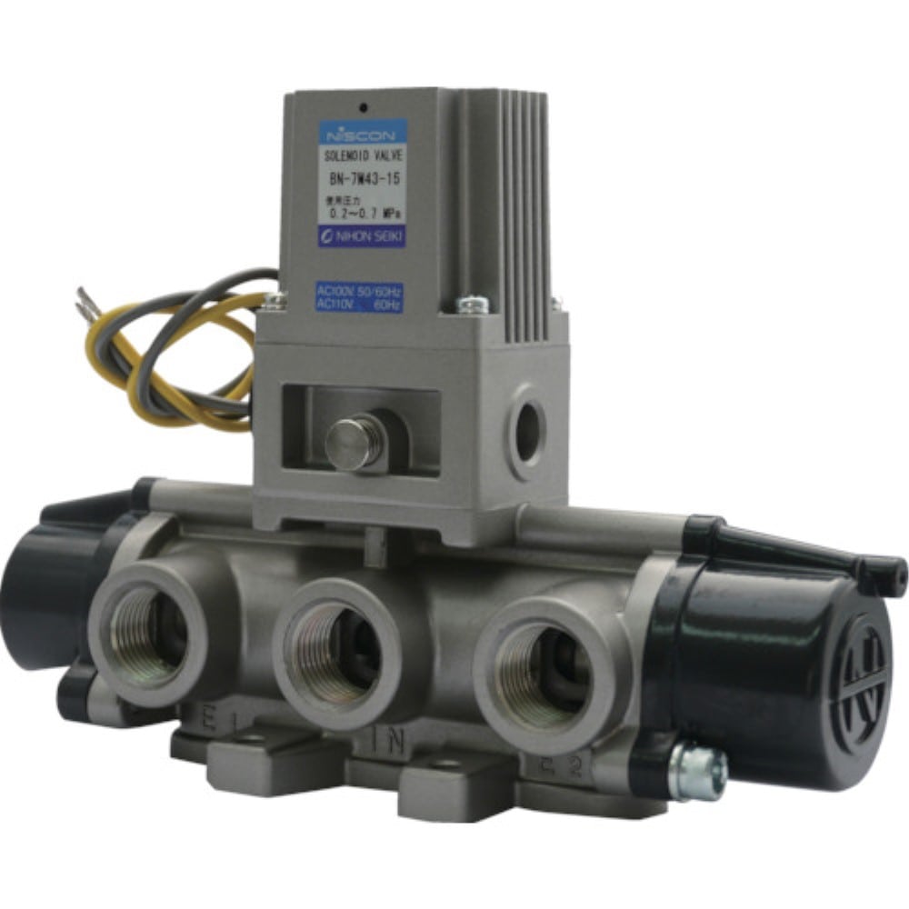 ■日本精器　４方向電磁弁１５ＡＡＣ１００Ｖ７Ｍシリーズシングル　BN-7M43-15-E100 (1/2-AC100V) BN-7M43-15-E100 (1/2-AC100V)