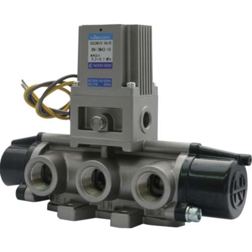 ■日本精器　４方向電磁弁１５ＡＡＣ１００Ｖ７Ｍシリーズシングル　BN-7M43-15-E100 (1/2-AC100V)