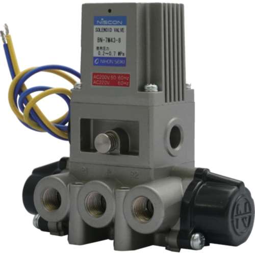 ■日本精器　４方向電磁弁８ＡＡＣ２００Ｖ７Ｍシリーズシングル　BN-7M43-8-E200 (1/4-AC200V)
