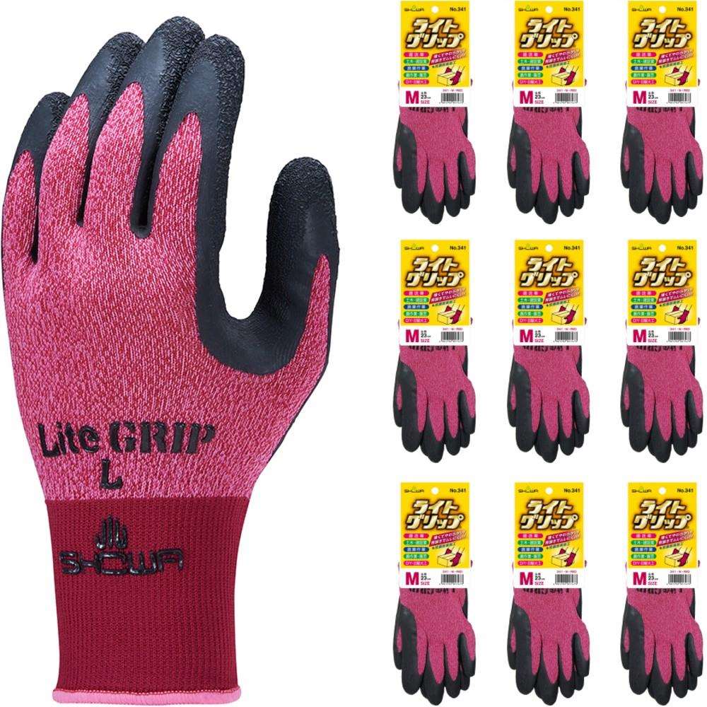 ショーワグローブ SHOWA 天然ゴム背抜き手袋 まとめ買い NO341 ライトグリップ 10双入 NO341-MR10P M