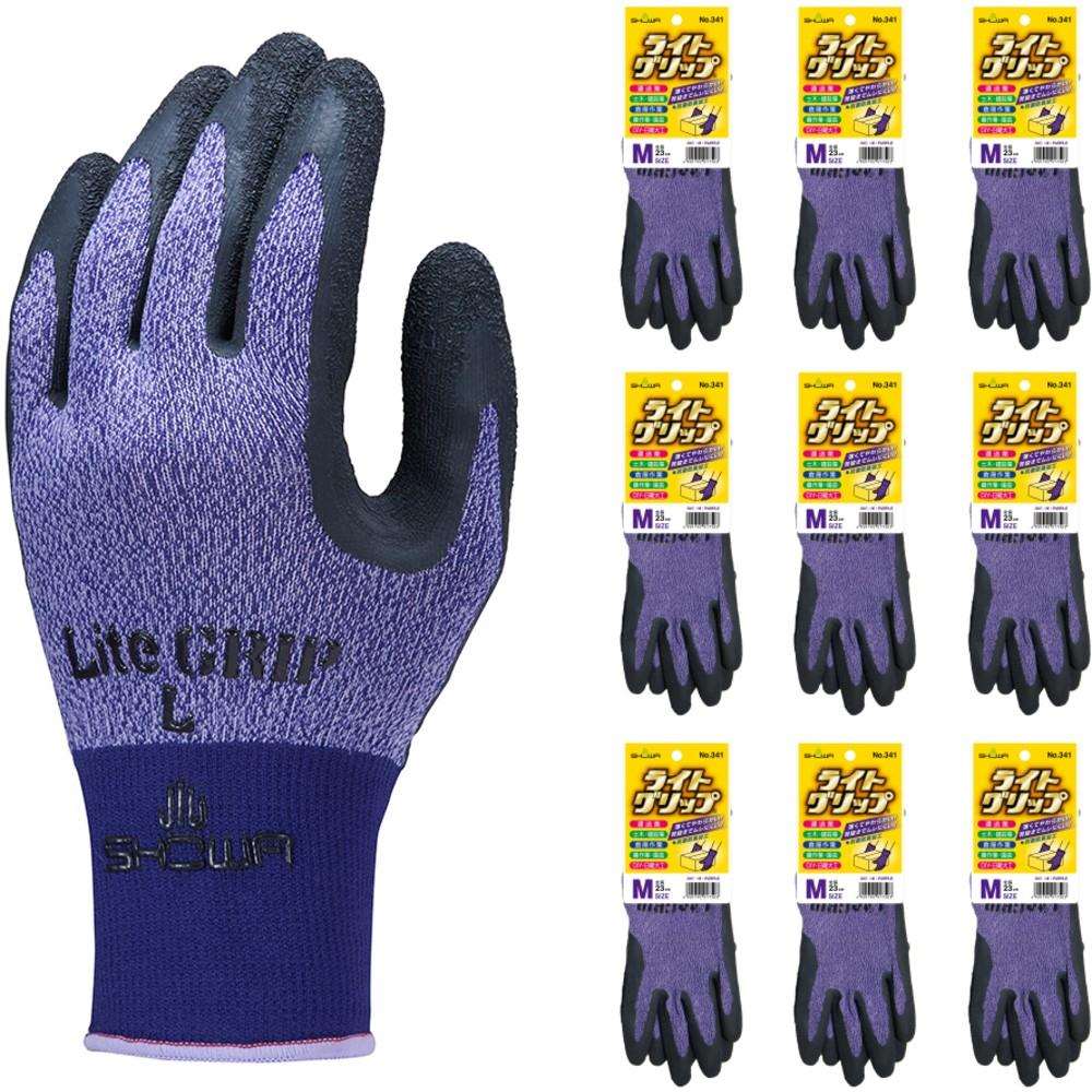 ショーワグローブ SHOWA 天然ゴム背抜き手袋 まとめ買い NO341 ライトグリップ 10双入 NO341-MPL10P M