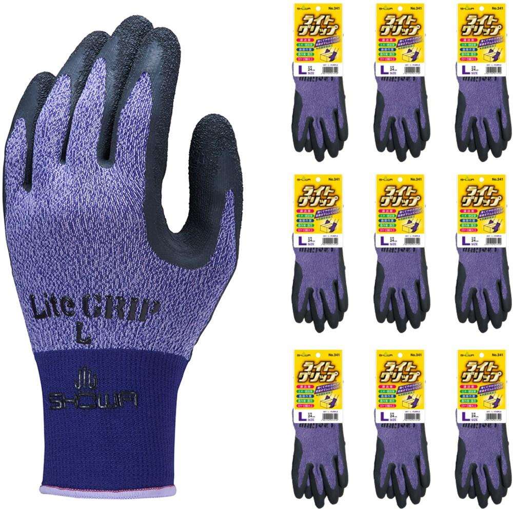 ショーワグローブ SHOWA 天然ゴム背抜き手袋 まとめ買い NO341 ライトグリップ 10双入 NO341-LPL10P L