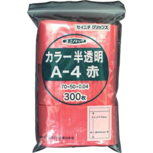 ■セイニチ　「ユニパック」　Ａ‐４　赤　７０×５０×０．０４　３００枚入　A-4-CR