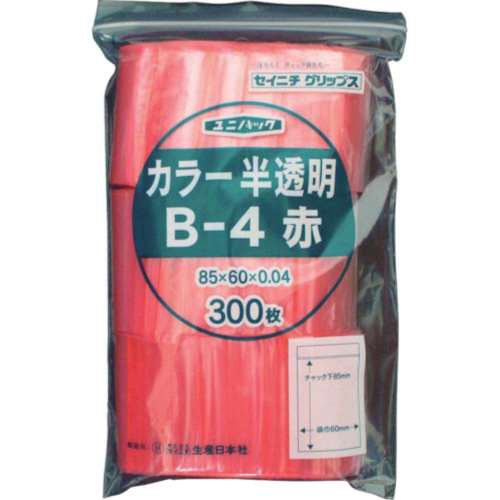 ■セイニチ　「ユニパック」　Ｂ‐４　赤　８５×６０×０．０４　３００枚入　B-4-CR