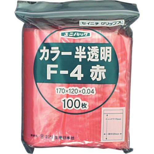 ■セイニチ　「ユニパック」　Ｆ‐４　赤　１７０×１２０×０．０４　１００枚入　F-4-CR