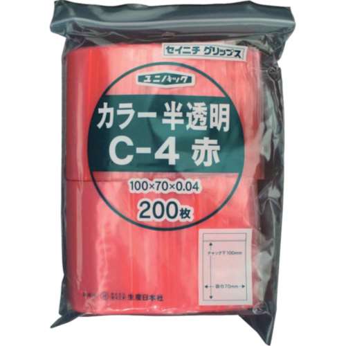 ■セイニチ　「ユニパック」　Ｃ‐４　赤　１００×７０×０．０４　２００枚入　C-4-CR