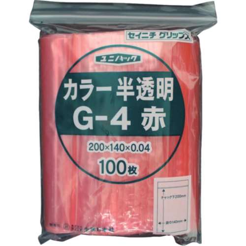 ■セイニチ　「ユニパック」　Ｇ‐４　赤　２００×１４０×０．０４　１００枚入　G-4-CR