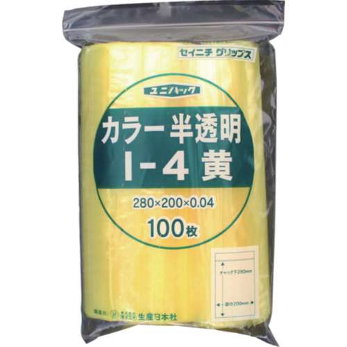 ■セイニチ　「ユニパック」　Ｉ‐４　黄　２８０×２００×０．０４　１００枚入　I-4-CY