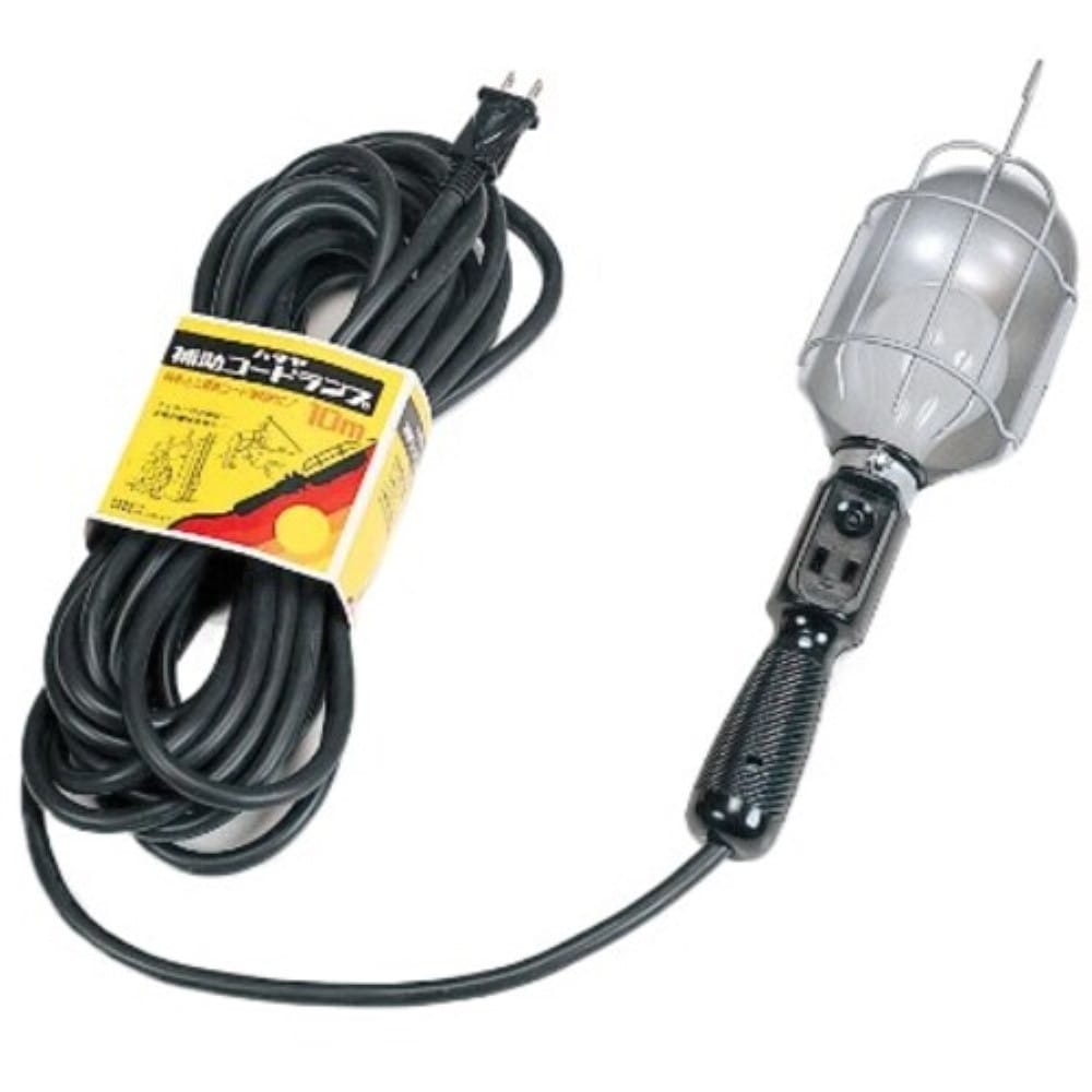 ■ハタヤ　補助コードハンドランプ　６０Ｗ耐震球付　電線５ｍ　２Ｐコンセント付　CM05A CM05A