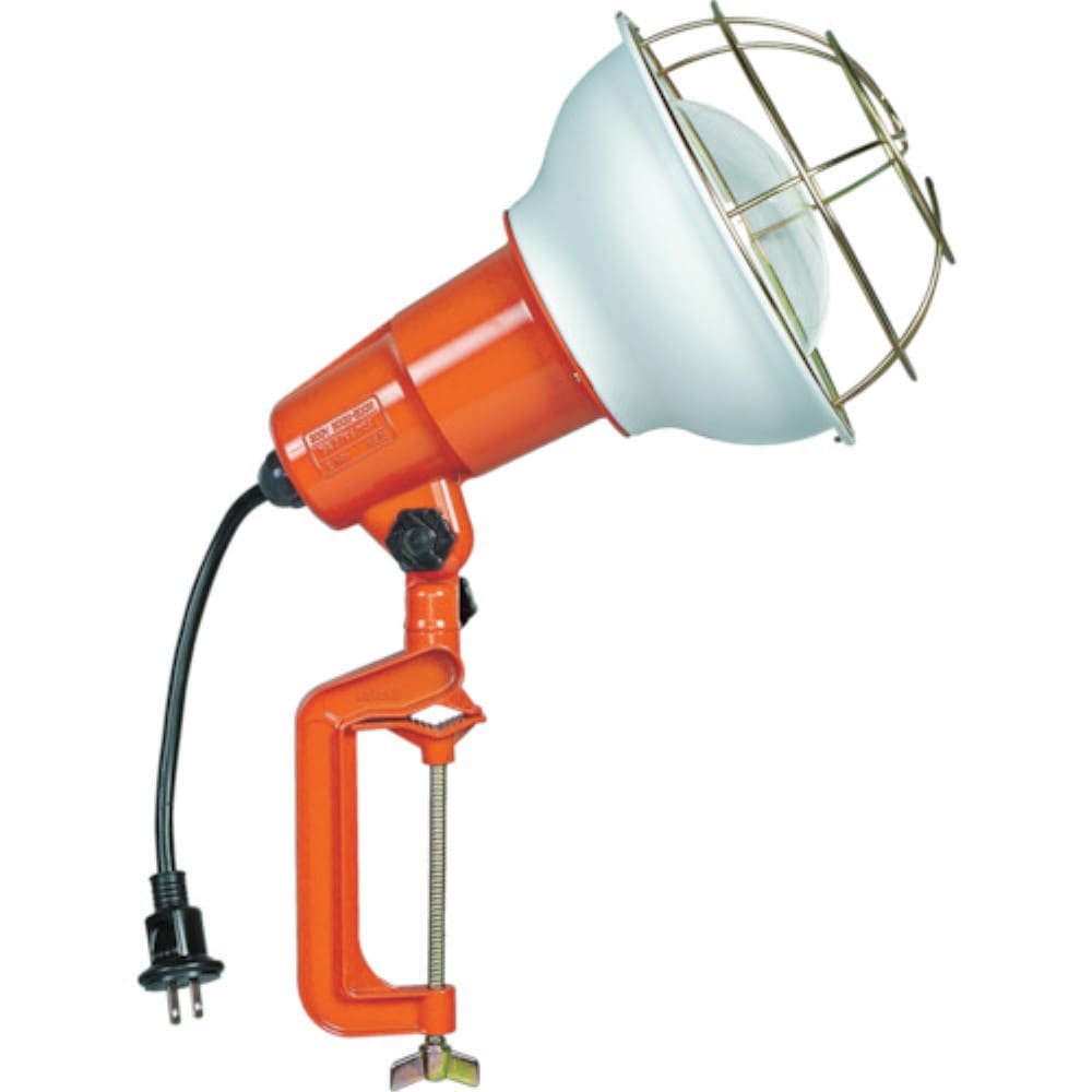 ■ハタヤ　防雨型作業灯　リフレクターランプ３００Ｗ　１００Ｖ接地付５ｍ　バイス付　RE305K RE305K