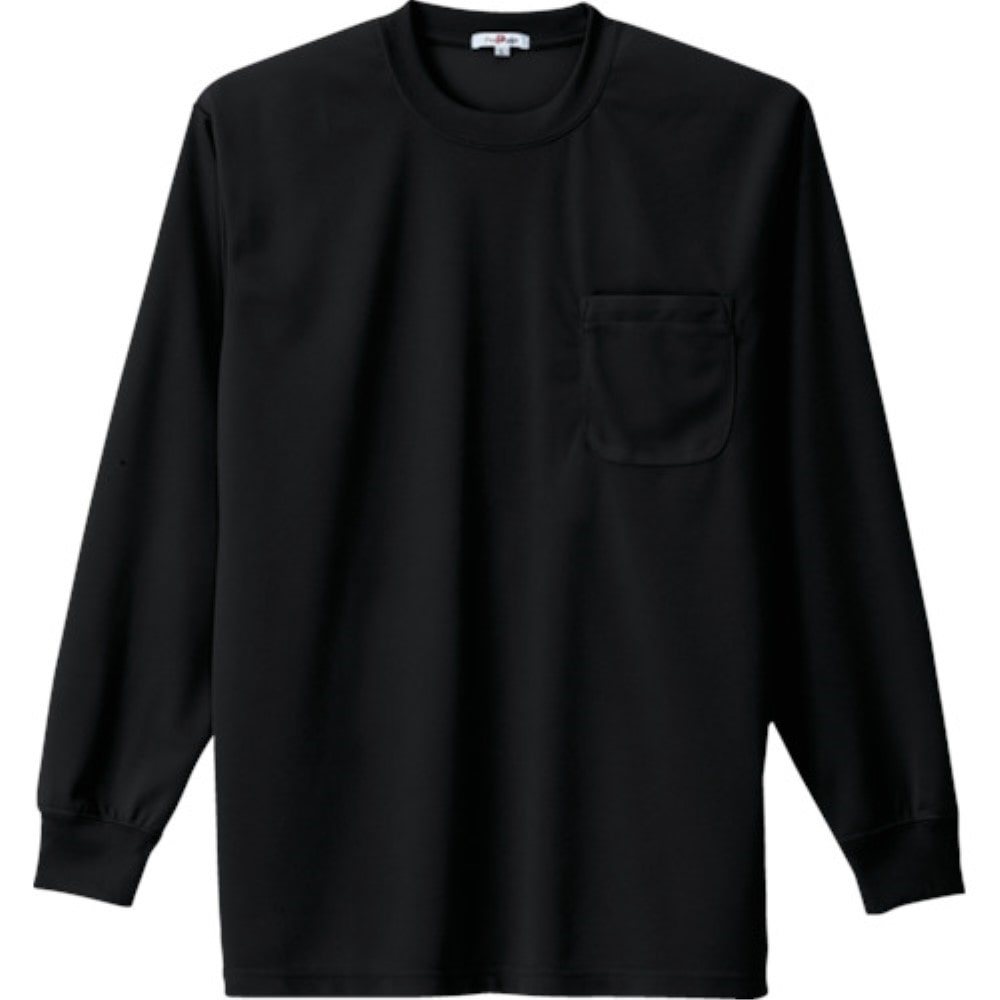 ■アイトス　吸汗速乾クールコンフォート　長袖Ｔシャツ男女兼用　ブラック　Ｌ　AZ-10575-010-L AZ-10575-010-L