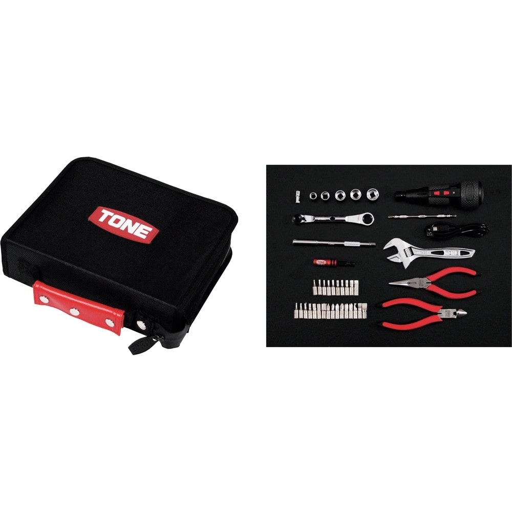 TONE 整備用工具セット ツールセット ブラック 間口250×奥行200×高さ70mm 40点セット
