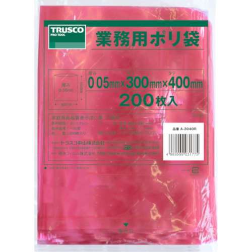■トラスコ中山(TRUSCO)　小型ポリ袋　縦４００Ｘ横３００Ｘｔ０．０５　２００枚入　赤　A-3040R