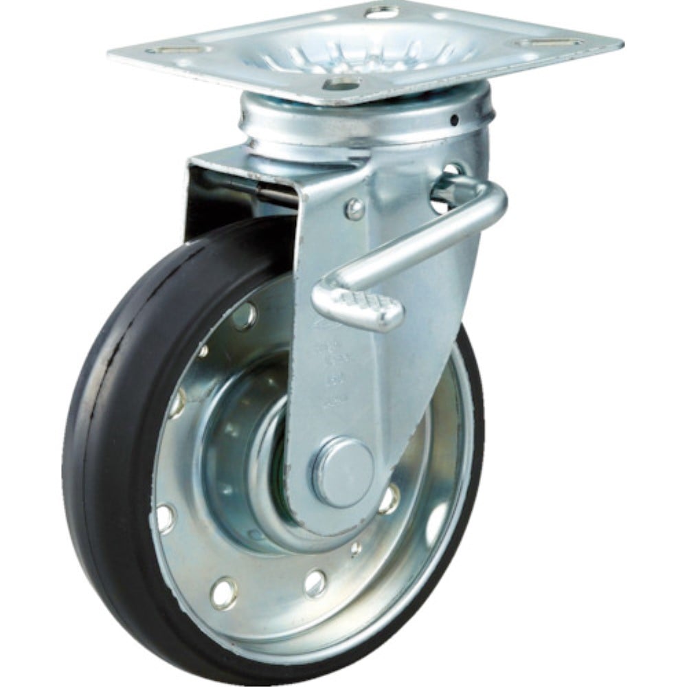 ■トラスコ中山(TRUSCO)　ハイテンプレス製ゴム車　自在Ｓ付金具付　Φ１５０  HTTJB-150 HTTJB-150