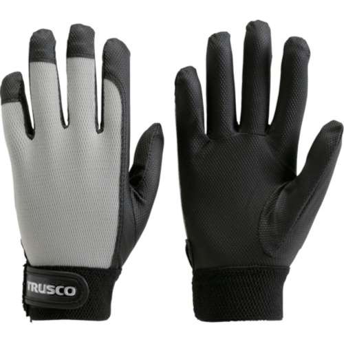 ■トラスコ中山(TRUSCO)　ＰＵ薄手手袋エンボス加工　グレー　Ｍ　TPUM-G-M