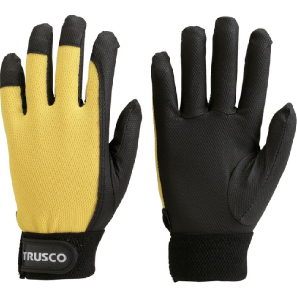 ■トラスコ中山(TRUSCO)　ＰＵ薄手手袋エンボス加工　イエロー　Ｍ　TPUM-Y-M TPUM-Y-M