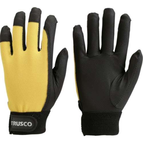 ■トラスコ中山(TRUSCO)　ＰＵ薄手手袋エンボス加工　イエロー　Ｍ　TPUM-Y-M